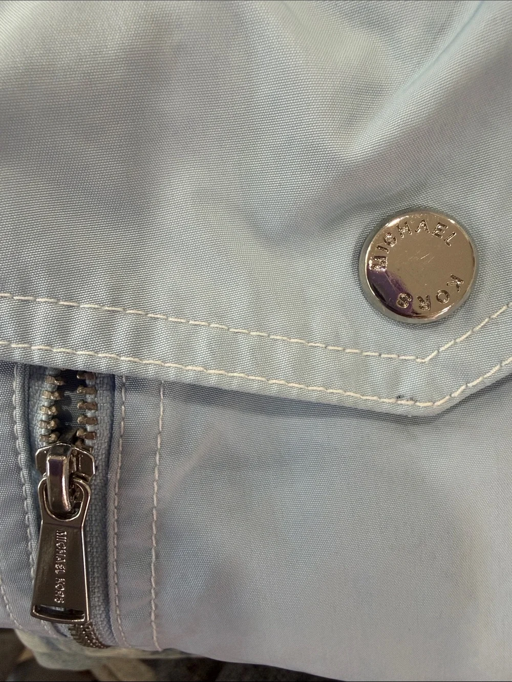Michael Kors Light Blue Hooded Utility Jacket